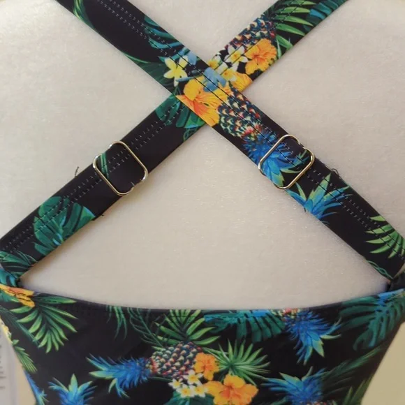 Amazon (Grace Karin) Pineapple Floral Halter Tankini Boy Shorts Swimsuit Medium - Picture 9 of 16